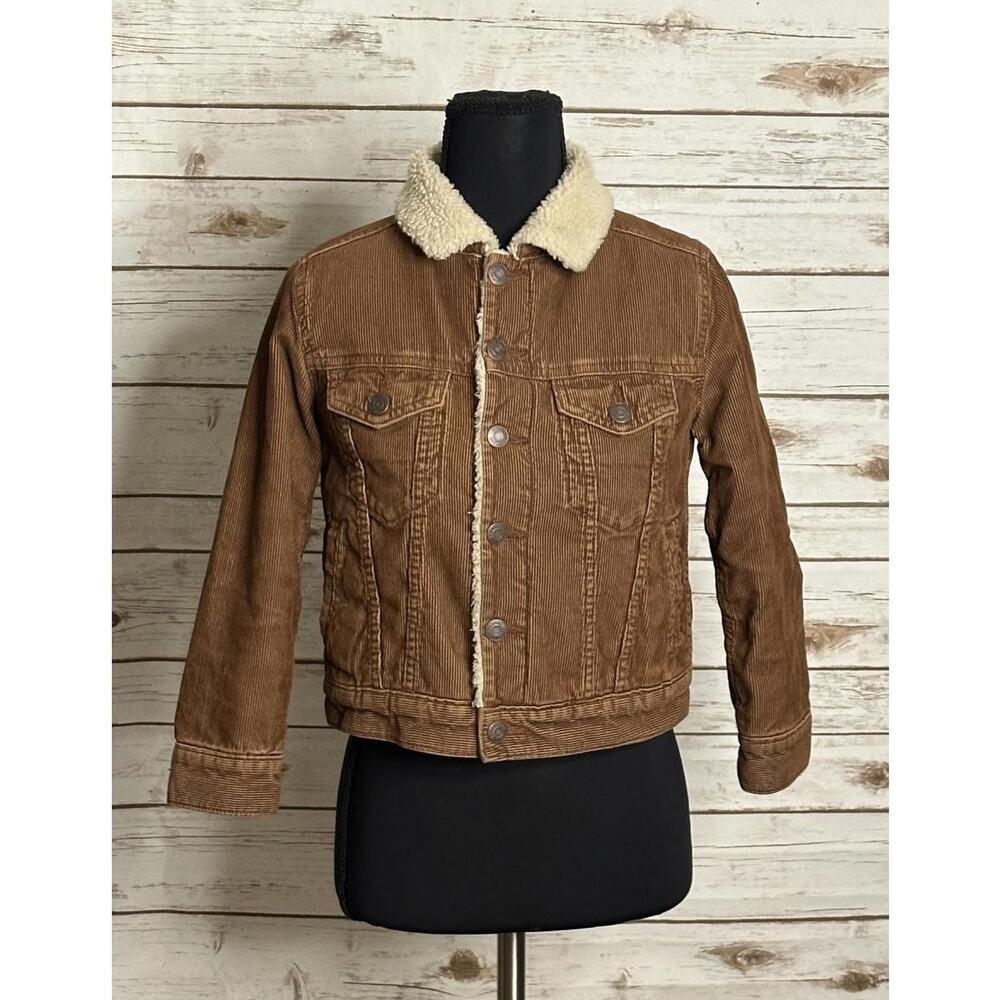 GAP Kids classic vintage-inspired sherpa lined corduroy trucker jacket Size S